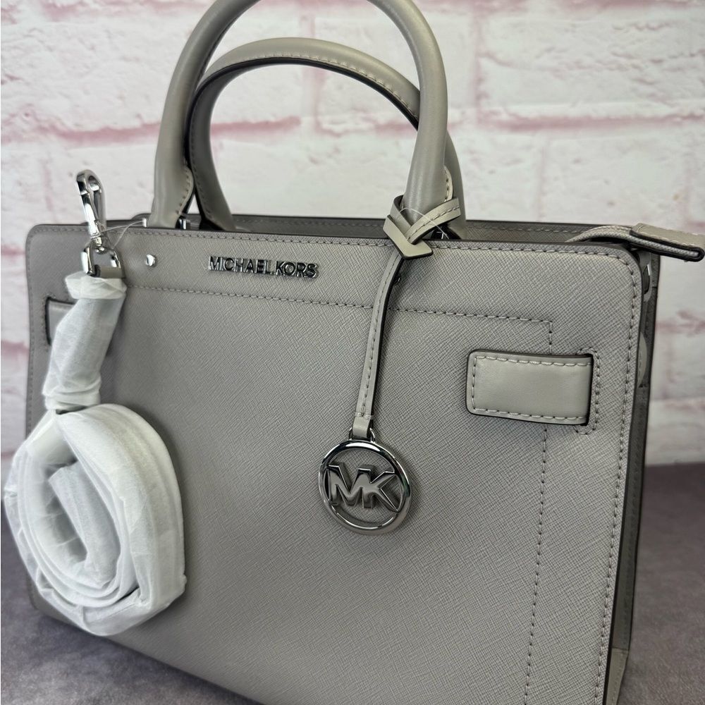 Michael Kors NWT Gray Medium East West Rayne Leather Handbag - Picture 2 of 11